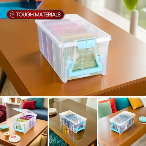 ArtBin Semi Satchel Craft Organizer with 3 Dividers, Aqua Accents - color: Clear