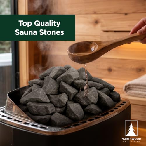 Northwood Sauna - Sauna Stones - Authentic Diabase Sauna Heater Rocks from Germany - Superior Heat & Steam - 3-5 Inches (8-12 cm), 45 Pounds (20 kg) - size: 45 lbs (3-5 in)