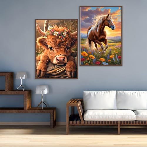2 Pack Diamond Art Kits for Adults Animals Diamond Painting kit 12x16in - color: 2 Pack Animals, size: 11.8 x 15.7 inches