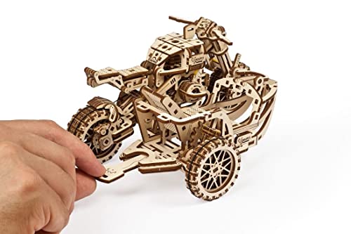 UGEARS Bundle Motorcycle with Sidecar and Dragster Car Model Kit - Top Fuel Dragster Model Kits 3D Puzzle with Powerful Spring Motor - Drag Racing Model Car Kits 3D Puzzles for Self-Assembly