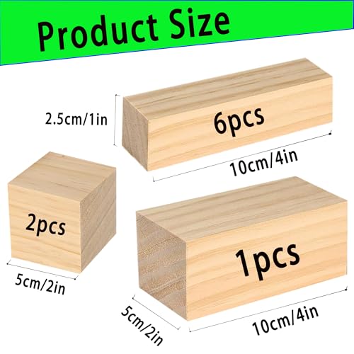 9Pcs Basswood Carving Blocks, 3 Sizes Whittling Wood Basswood Blocks Kit for Wood Carving for Beginners Kids and Adults 6*(1x1x4) in,2*(2x2x2) in,1*(2x2x4) in