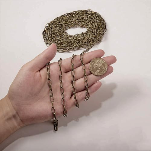 SUNNYCLUE 16.4Feet/ 5m Antique Bronze Curb Cable Chain Link Necklace Paperclip Chain Large 20Pcs Brass Lobster Claw Clasps 50Pcs Brass Jump Rings Jewelry Chains for Jewelry Making Supplies DIY Craft - color: Antique Bronze 10x4.8mm links