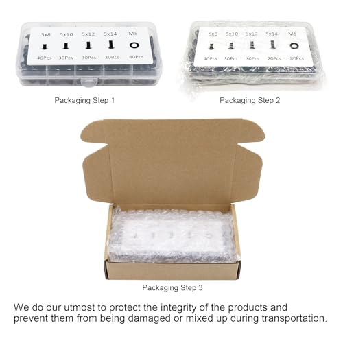 200Pcs 2020 Aluminum Extrusion M5 T Slot Bolts Screws with Washer 20 Series Extruded Hardware M5x8 10 12 14mm for 20/20 80 20 2040 T V Slot Black Aluminum Profile Accessories - style: 20 Series Type E