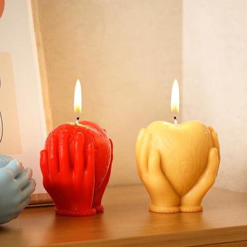Valentine Heart Silicone Mold - Resin Casting & Candle Making - Home Decor 3D Animal Molds - color: jh-hand-cloud-heart