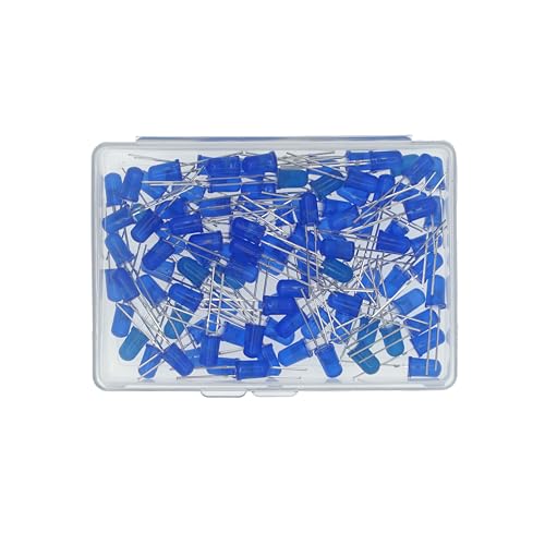 100 Pcs 5mm Blue LED Diode Lights - DC 2V-3V 20mA Emitting Diodes LED Bulb - DIY Science Project Electronics Components Lighting Kit - color: Blue, size: 5mm Round Top