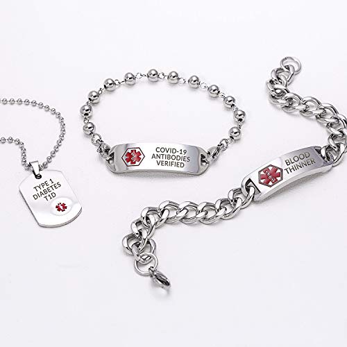 Medical Alert Identification ID Dog Tag Pendant Necklace Stainless Steel - style: Pacemaker Medium