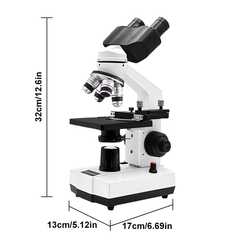 Adult Student Compound Binocular Microscope - 40X-5000X High-Magnification Large-Field Professional Biological Microscope, Suitable for Schools, Laboratories, and Home Education