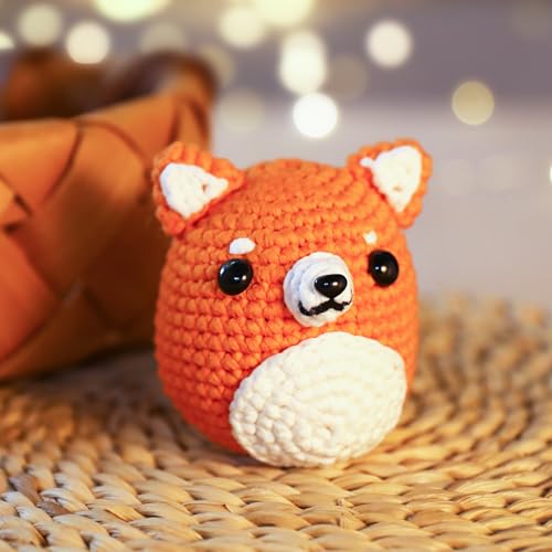 CrochetBox Shiba Inu Crochet Kit for Beginners, Easy Craft for Adults - color: Shiba Inu