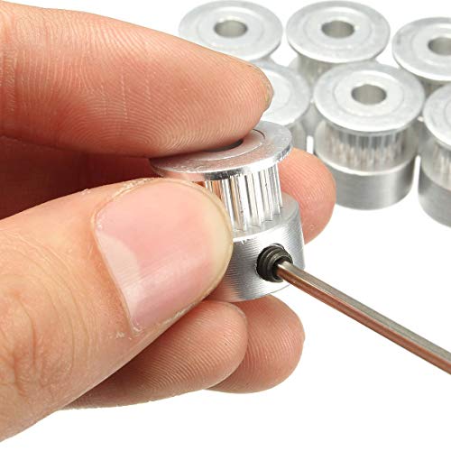 Zeelo GT2 Timing Belt Pulley, 8pcs 5mm 20 Teeth Timing Pulley Wheel and GT2 5 Meters Rubber 2mm Pitch 6mm Wide Timing Belt with Allen Wrench for 3D Printer CNC - color: 5M+8 SET