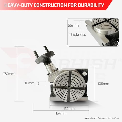 HV Rotary Table, 65mm Self-Centering Chuck & M6 Clamp Kit, 4"/100mm - size: 4Inch Rotary + 65mm Chuck + M6 Clamp Kit