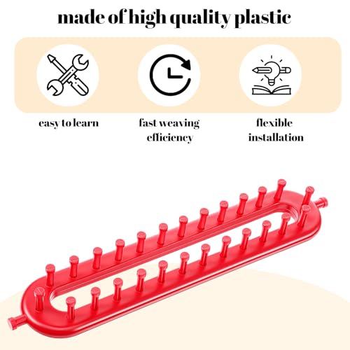 Red 26cm Knitting Loom Set with Crochet Hook & Needle for Scarf, Sweater