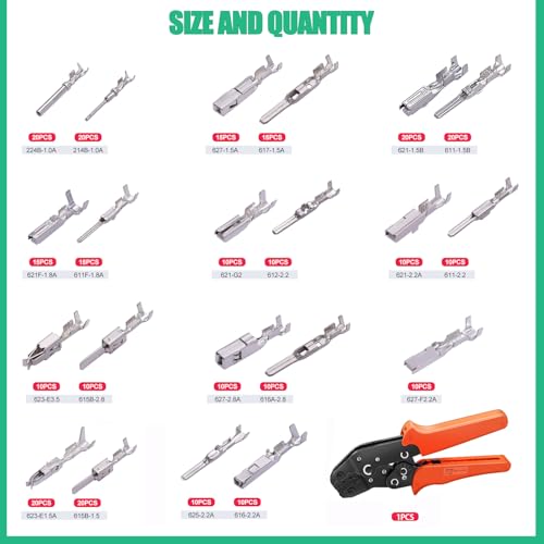 Twidec/290Pcs 21Type Pin Connector Kit and Terminal Pins with Crimping Tool - color: 290PCS + Crimper Tool