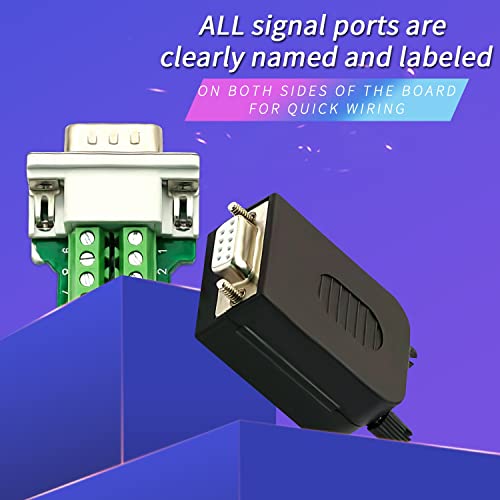 2PCS DB9 Female Solderless RS232 Terminal Breakout Connector - size: DB9 Female