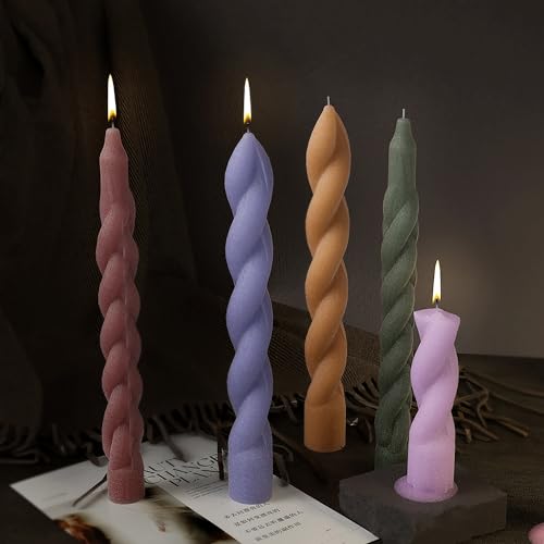 2 Pack Stick Candle Wave Pillar Candle & Resin Mold - Resin Casting Silicone Molds for Home Decor & Candle Making Wave Spiral Mold - color: ehx-candle-stick-2-pack-a