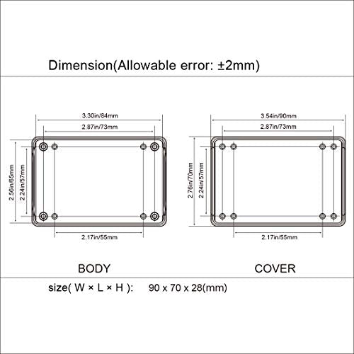 LeMotech 5 Pieces ABS Plastic Electrical Project Case Power Junction Box, Project Box Black 3.5 x 2.8 x 1.1 inch (90 x 70 x 28 mm) - size: 3.5" x 2.8" x 1.1"(5pc)