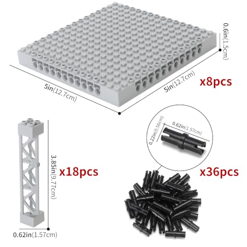 Plates 16x16 with Support Girder Brick Set Multi-Layer Parking Garage - color: Light Bluish Gray, size: 8 PCS