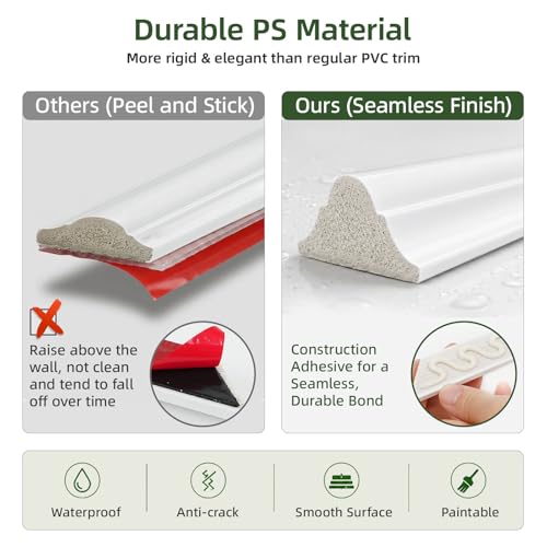 Pre-Cut Wall Molding Kit, 6 Pcs Wainscoting Panels - color: A