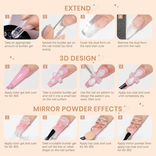 3d Gel Nail Art Sculpture Non Stick Hand Molding Gel for Nails - color: Clear&Pink&Pearl White