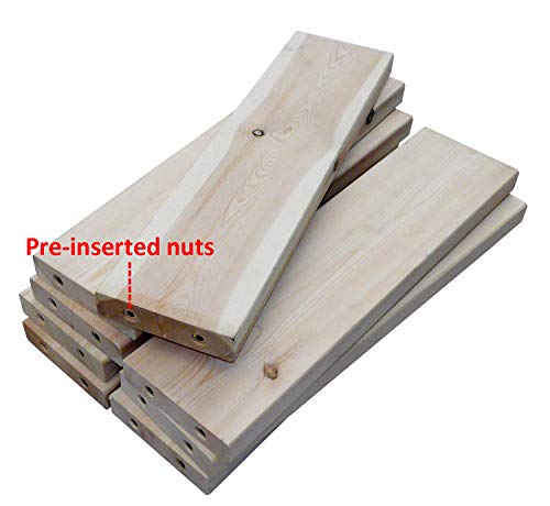DIYHD 120" Solid Knotty Pine Wood Sliding Library Ladder with Handrails - color: Niu#2, size: Height 120"