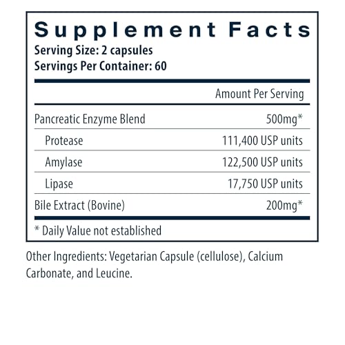 Vital Nutrients Pancreatin & Ox Bile Extract 500mg, 120 Capsules - size: 120 Count (Pack of 1)