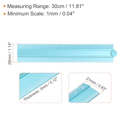 HARFINGTON 2pcs Folding Straight Ruler 30cm Metric Aluminum Alloy Protractor Foldable Angle Ruler Geometric Measure Tool with Angle Line for Architect Artist Office, Sky Blue/Lavender - color: Sky Blue/Lavender