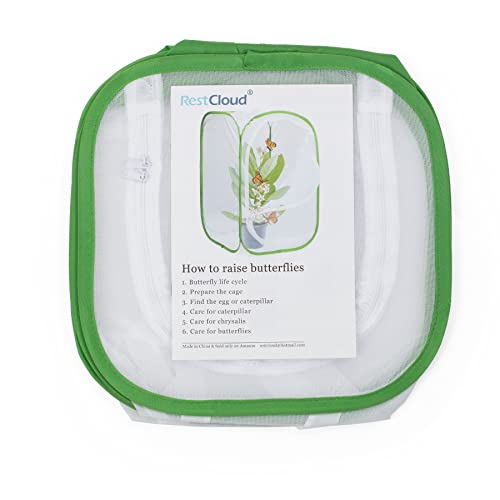 Two Doors Monarch Butterfly Habitat, Insect Mesh Cage, Caterpillar Enclosure Terrarium Pop-up (12 X 12 X 12 Inches) - size: 12 X 12 X 12 Inches
