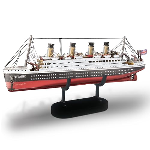 Piececool 3D Puzzles for Adults, Titanic Metal Ship Model Building Kits, Difficult Watercraft Cruise DIY Arts and Crafts Birthday Gifts for Men Women Couples Desk Decor - style: Titanic