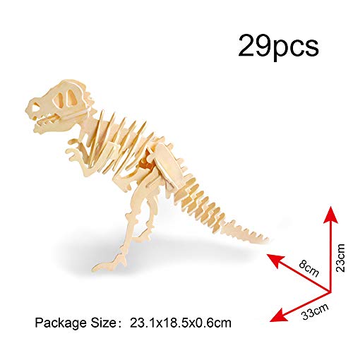 Georgie Porgy 3D Wooden Puzzles for Kids Toys Construction Woodcraft Kits DIY Model Puzzle Kits Birthday Gifts Pack of 3 (T-Rex Spinosaurus Stegosaurus) - color: T-rex Spinosaurus Stegosaurus