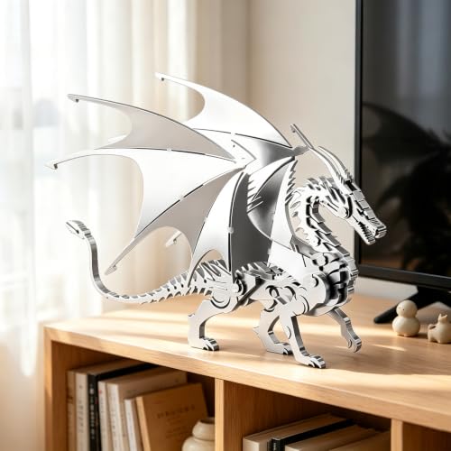 FILASLFT 3D Metal Puzzles for Adults,Mechanical Model Fire Breathing Dragon - color: A2-fire Breathing Dragon-silvery