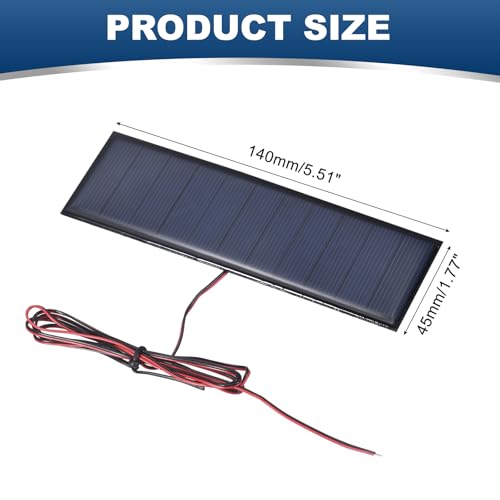 MECCANIXITY 5V 0.825W 150mA Mini Solar Panels with Cable 140 x 45mm - size: 140 x 45mm