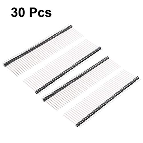 uxcell 30Pcs 2.54mm Pitch 40-Pin 28mm Length Single Row Straight Connector Pin Header Strip for Prototype Shield - size: 28mm