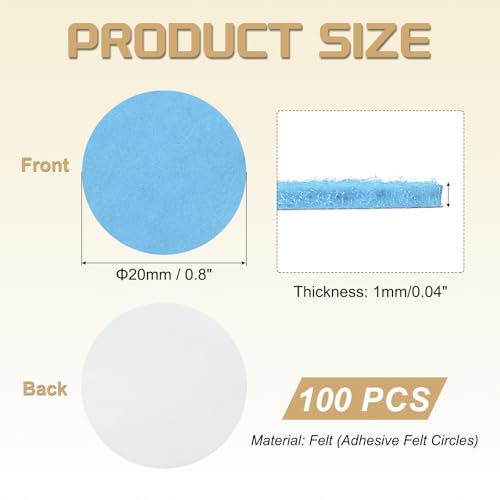 uxcell 100Pcs Adhesive Felt Circles 3/4" Non-Woven Felt Pads Sky Blue - color: Sky Blue, size: 3/4"