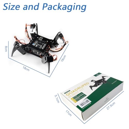 FREENOVE Quadruped Robot Kit (Compatible with Arduino IDE), Walking Crawling Twisting, App Remote Control, Servo STEM Project - color: Without Remote