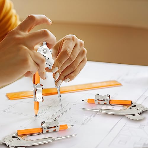 20 Pieces Compass for Geometry Metal Compass Tool Math Compass Bulk Drawing Compass Silver Geometry Compass with Pencil for Student School Classroom Office Woodworking Art Drawing