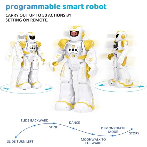 KingsDragon Robots Toy for Kids, RC Robot Gesture Sensing Smart Toy - color: Yellow