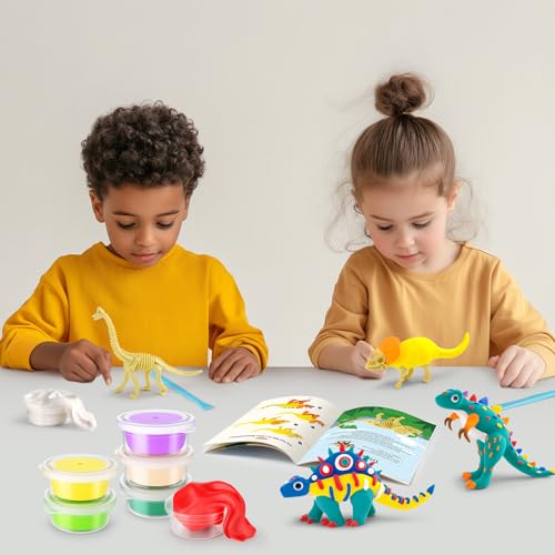 Drama Planet Dinosaur Air Dry Clay Kit for Kids, Make 5 Dinosaur Models
