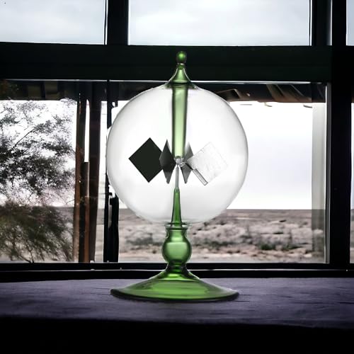 Green Solar Power Radiometer Crookes Solar Energy Spinning Vanes Glass Windmill Gift Home Desk Decoration