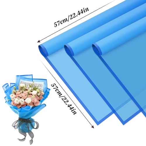 Rumvan Flower Wrapping Paper, 20 Sheets, Waterproof, Floral Bouquet Design, for Wedding, Birthday Gift, DIY Florist Supplies (Translucent white) (Royal Blue, 20 Sheets) - color: Royal Blue, size: 20 Sheets