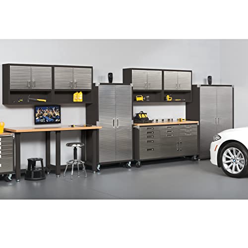 Seville Classics UltraHD Heavy Duty Workbench Table w/Solid Wood Top, 1000 lbs. Weight Capacity Workstation for Garage, Warehouse, Workshop, Graphite, 72" W x 25" D x 37.5" H Desktop - color: Graphite, size: 72" W x 25" D x 37.5" H Desktop