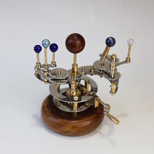 Solar System Model | Educational & Decorative Astronomy Orrery | Premium Brass Mechanical Planetarium (8" Earth, Mars & Moons)
