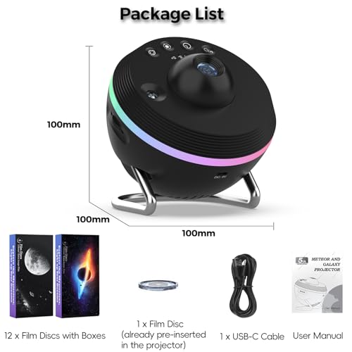 Galaxy Projector for Bedroom 5TH Gen, 13 in 1 HD Planetarium Star Projector with Solar System, Constellation & Meteor, 360° Rotating, Timer, Adjustable Knob, Night Light for Ceiling Kids Adults