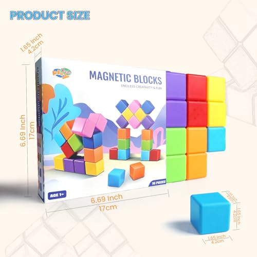 16PCS Large Magnetic Blocks for Toddlers 1+, Big 1.65 Inch Cubes, 8 Colors - color: 16 Pieces
