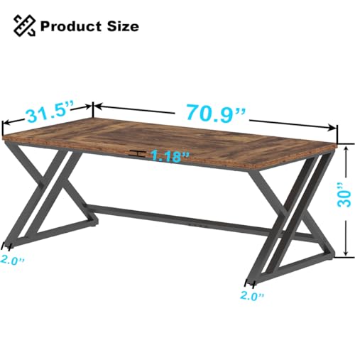 LVB 70.8" Computer Desk, Industrial Extra Long Wood Home Office Desk Brown - color: Rustic Brown Oak, size: 70 Inch