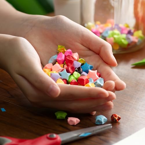 MECCANIXITY 300 Pcs Paper Stars Pre-made Origami Lucky Wishing Star for Best Wish Christmas Party Wedding Valentine's Day Girl Friends Gift(Dark Green) - color: Dark Green