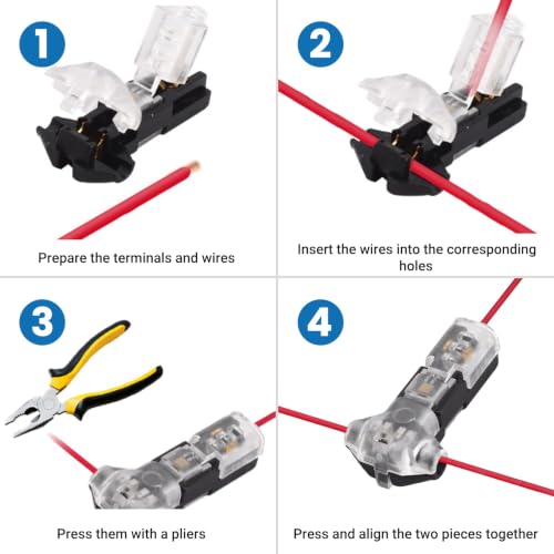 Wire Connector Kit 16-18AWG,Solderless No-Stripping T Tap Wire Connector - color: 16-18AWG Black2