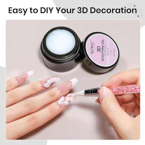 3D Nail Sculpting Gel for Nails Art, White, Solid, Non-Sticky Hard - color: White