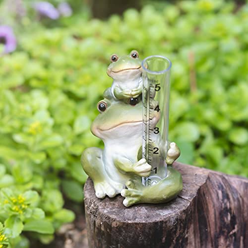 La Crosse 704-4114 5 in. Table Standing Polyresin Frog Rain Gauge - size: 3.90"L x 3.15"W x 5.79"H