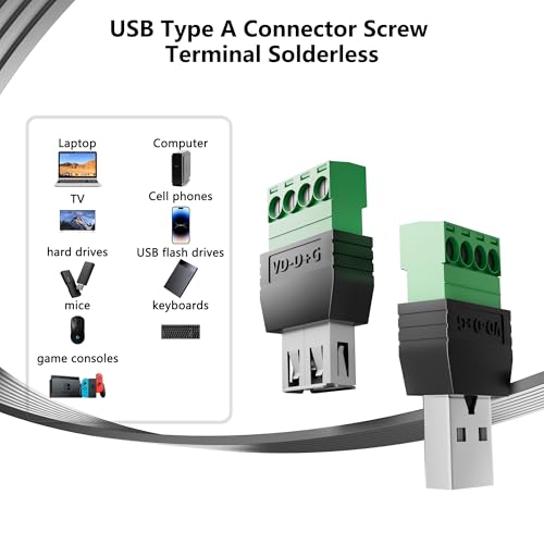 2PCS USB 2.0 Female to 4 Pin Screw Terminal Block Connector - color: 2-PCS Female