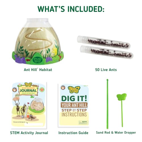 Insect Lore Ant Hill with Live Ants – Ant Habitat Kit with 50 Live Ants Included – STEM Educational Kit for Home or Classroom Observation