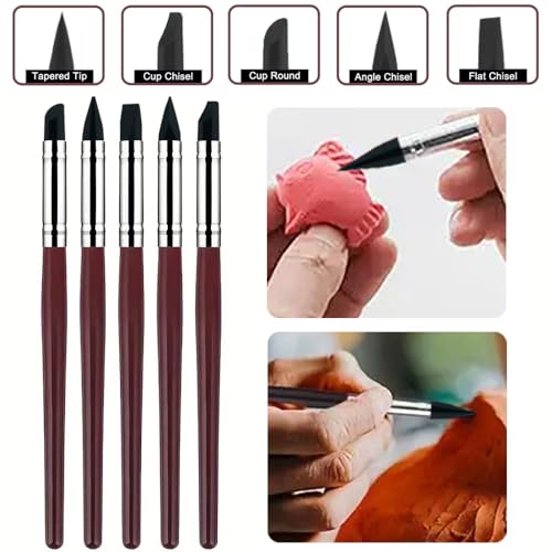 15 PCS Blue Clay Sculpting Tools Set, Professional Silicone Brushes & Dotting Tools Kit for Polymer Clay, Air Dry Clay, Pottery, Modeling & Crafting for Adult-Black - color: 15Pcs-Black